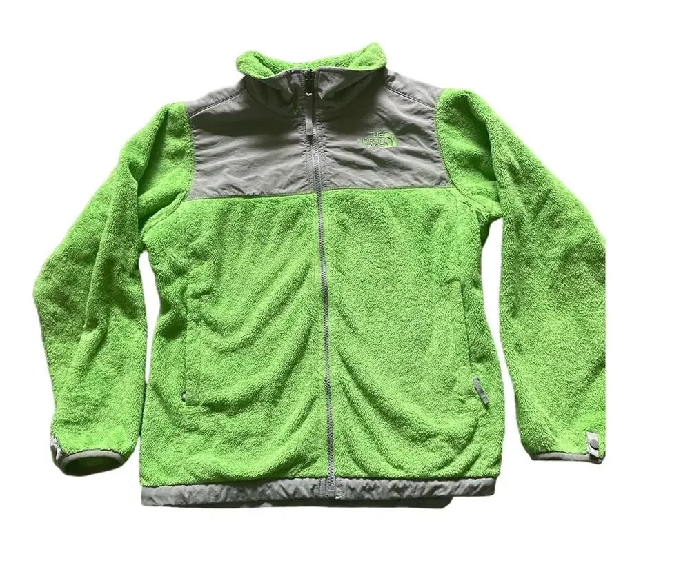 TheNorthFace Bright Green Denali Full Zip Youth Girls Jacket Large14/16 Dopamine
